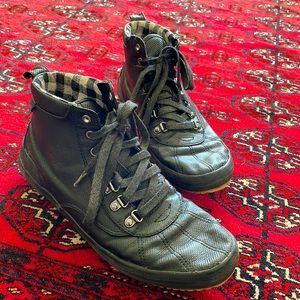Punk rock Keds black lace up high top rain sneakers GUC